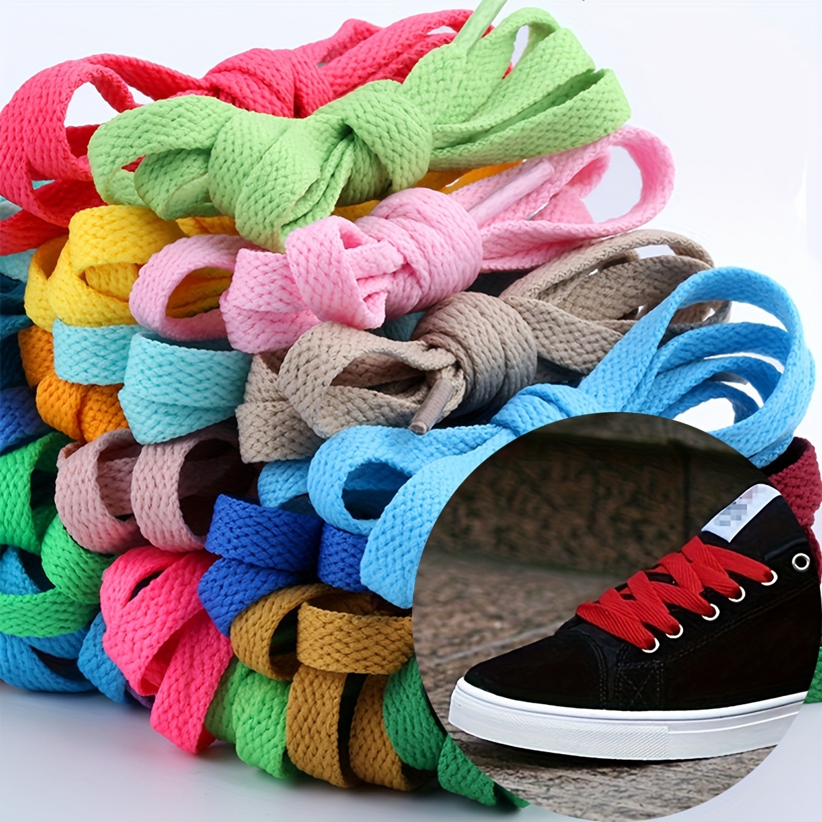 

10 Pairs/ Flat Shoes Laces, Suitable For Sports Shoes, Boots, Sneakers, Skates, Colors From