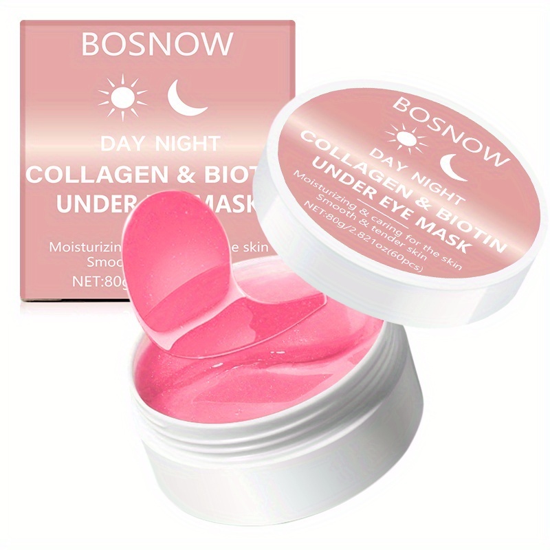 Image of 60pcs Day And Night Collagen And Biotin Eye Masks, Moisturizing, Making Area Look , , And More Hydrated, With A Glow. Suitable For Dry, , And Sagging Skin. Under-eye Patch
