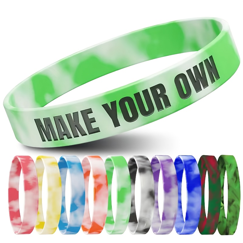 16pcs Silicone Bracelets with Custom Letter Patterns, Lightweight