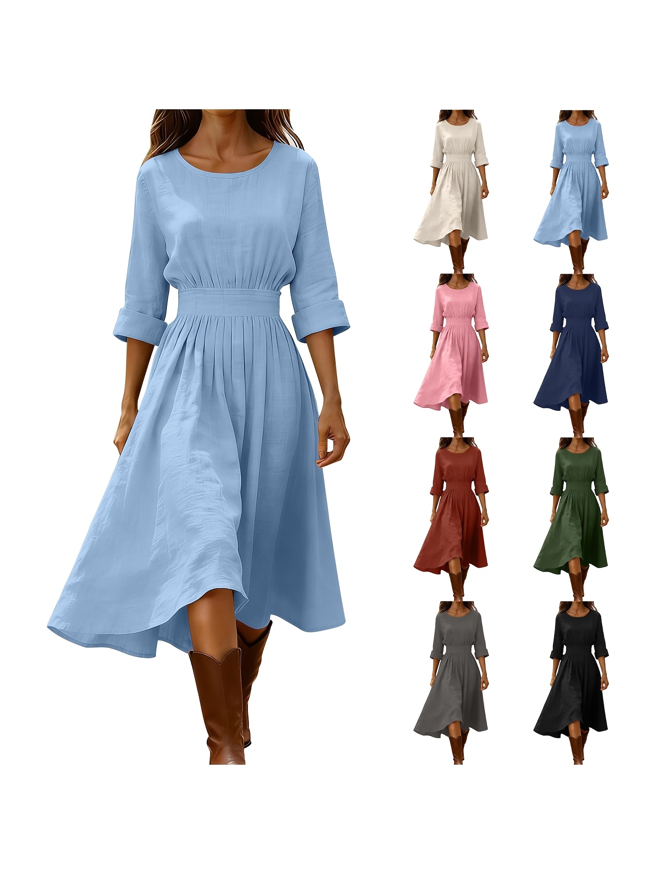 navy blue dress for baby girl a line dresses midi sold on Temu United States main image 0
