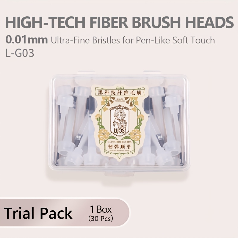 TEMU 30pcs Luosi Professional For Nail Art Brushes, Suitable For Nail Technicians - With Design, Fiber Bristles, Comfortable Handle, Nail Art And