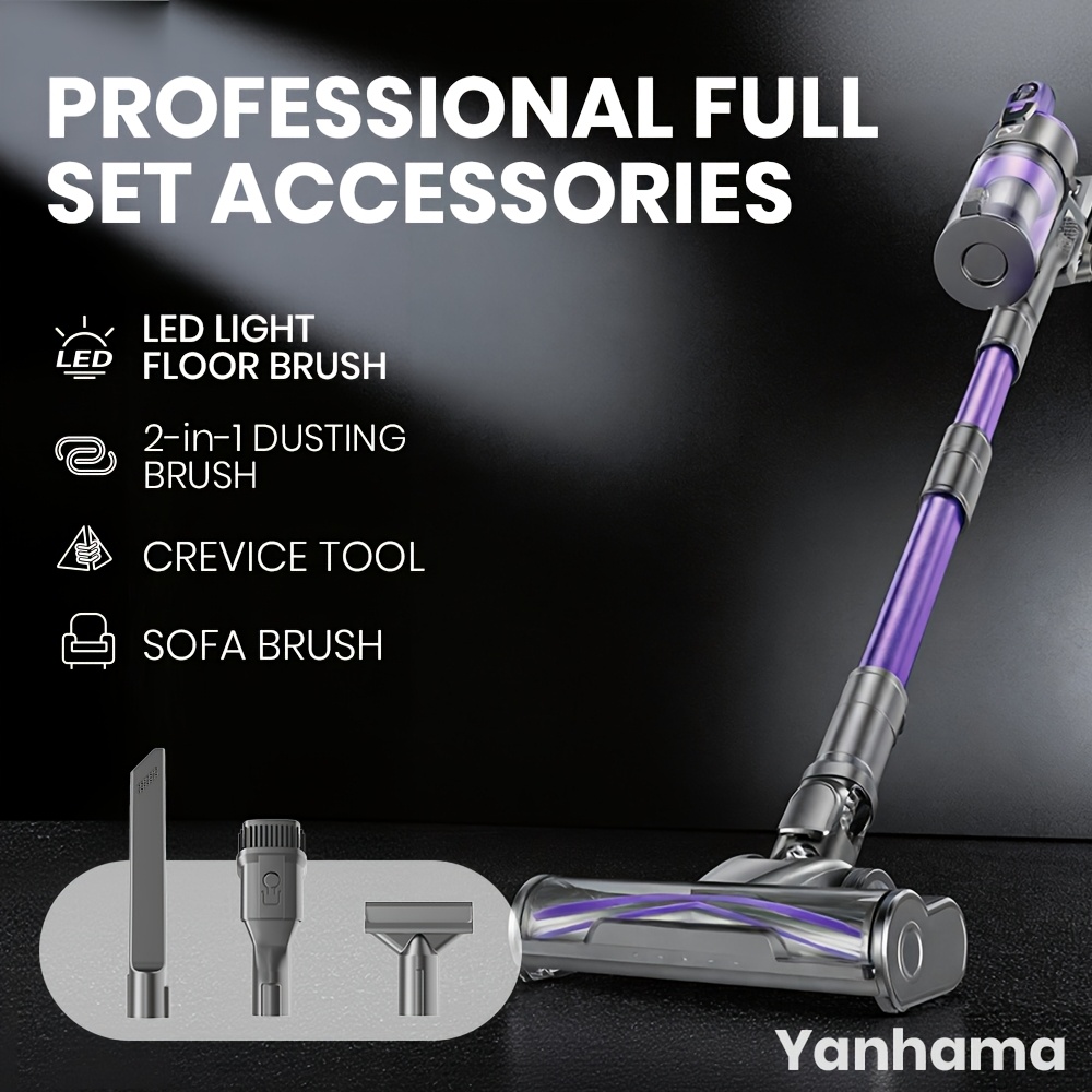 Yanhama Newly Upgraded 80Kpa Rechargeable 780W Cordless Vacuum Cleaner Is Suitable for Deep Cleaning Homes, Cars, And Offices, with Powerful Vacuuming, 8-In-1 Upright with LED Headlights, for Spring Cleaning