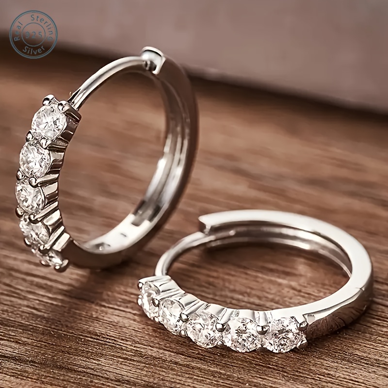   moissanite earrings in 925 sterling   with 5 moissanite for an anniversary birthday halloween or christmas holiday gift for your girlfriend wife friends or yourself Product details 0