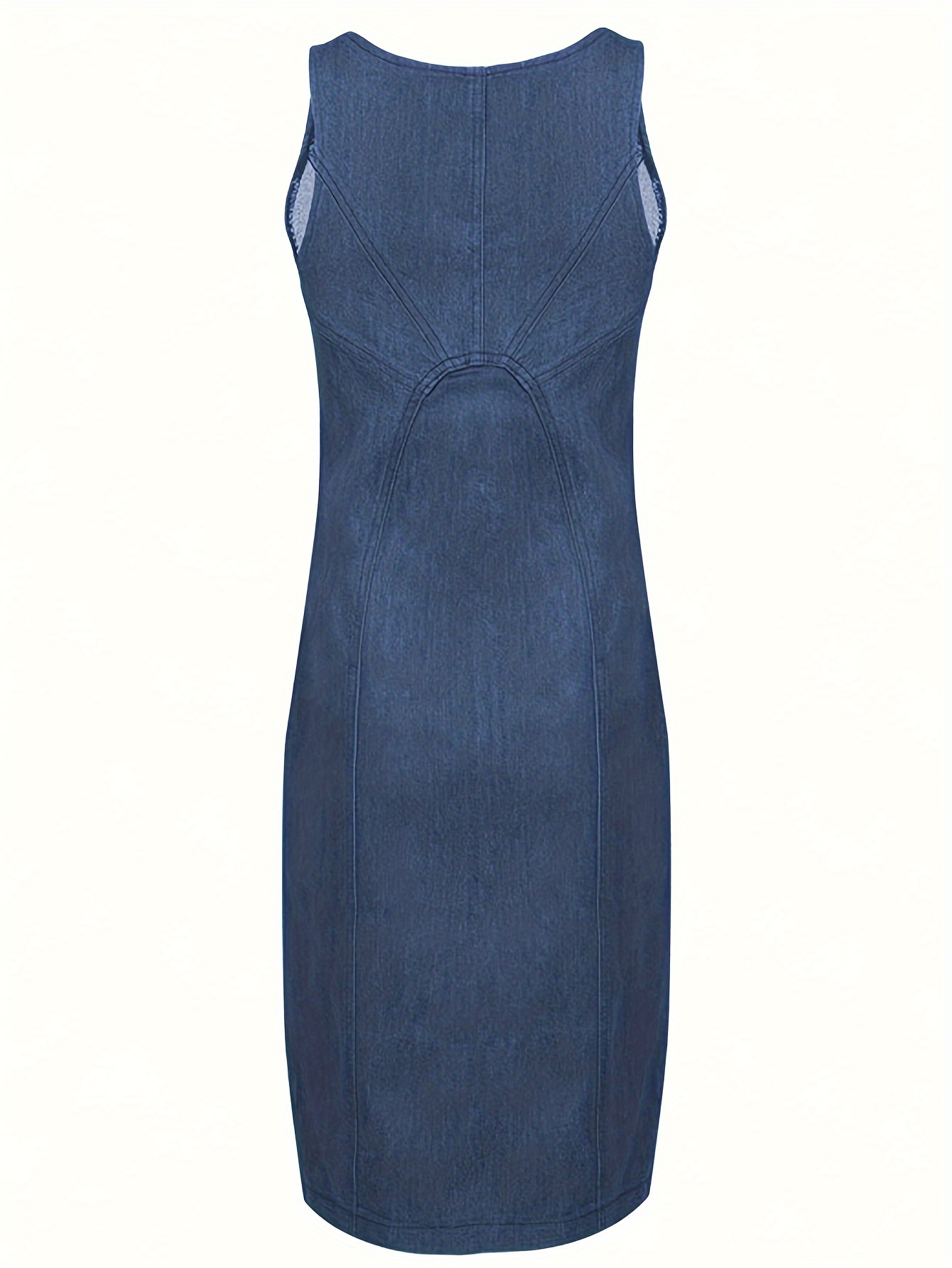 bodycon dress jeans Halter Neck Spliced Mesh Bodycon Dress – Anchor Blue Jeans main image 0