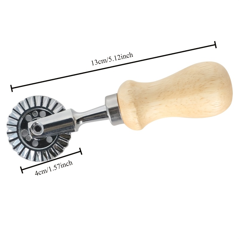 1pc Lasagna Dumpling Dough Cutting Machine Pressing Biscuit Mold Wood Handle Flanging Wheel Wonton Stamp Manufacturer Cutting Machine