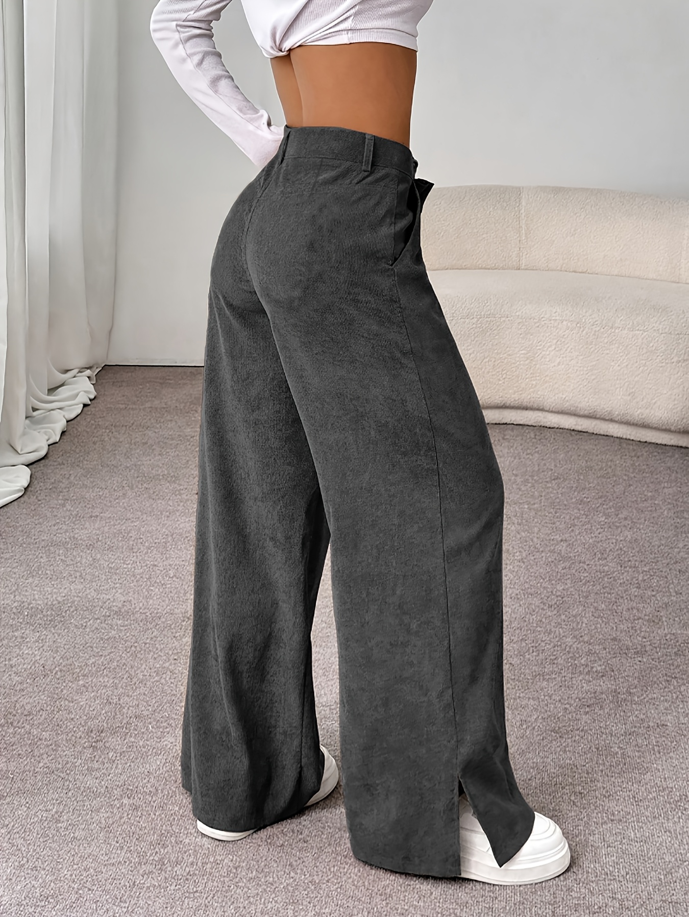 womens elegant straight leg pants   formal casual trousers high waist design   comfortable fabric stylish   machine washable ideal for travel commuting and office wear Product details 5