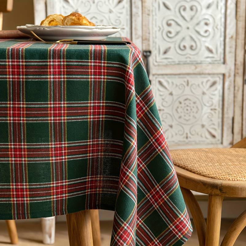 Tovaglia Rotonda Rossa E Verde A Quadri 152 Cm – Impermeabile E Anti-macchia Per Tavolo Da Pranzo – Decorazione Natalizia