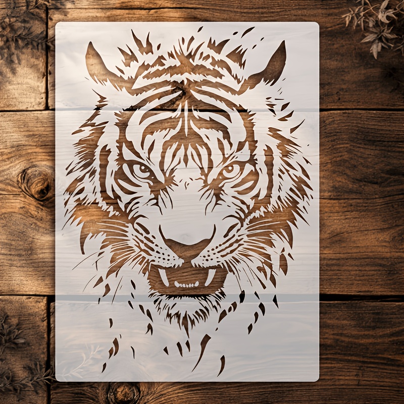 TEMU 1pc Tiger-themed Stencil - Suitable For Photo Frames, Pillows, Clothing, Canvas, Etc