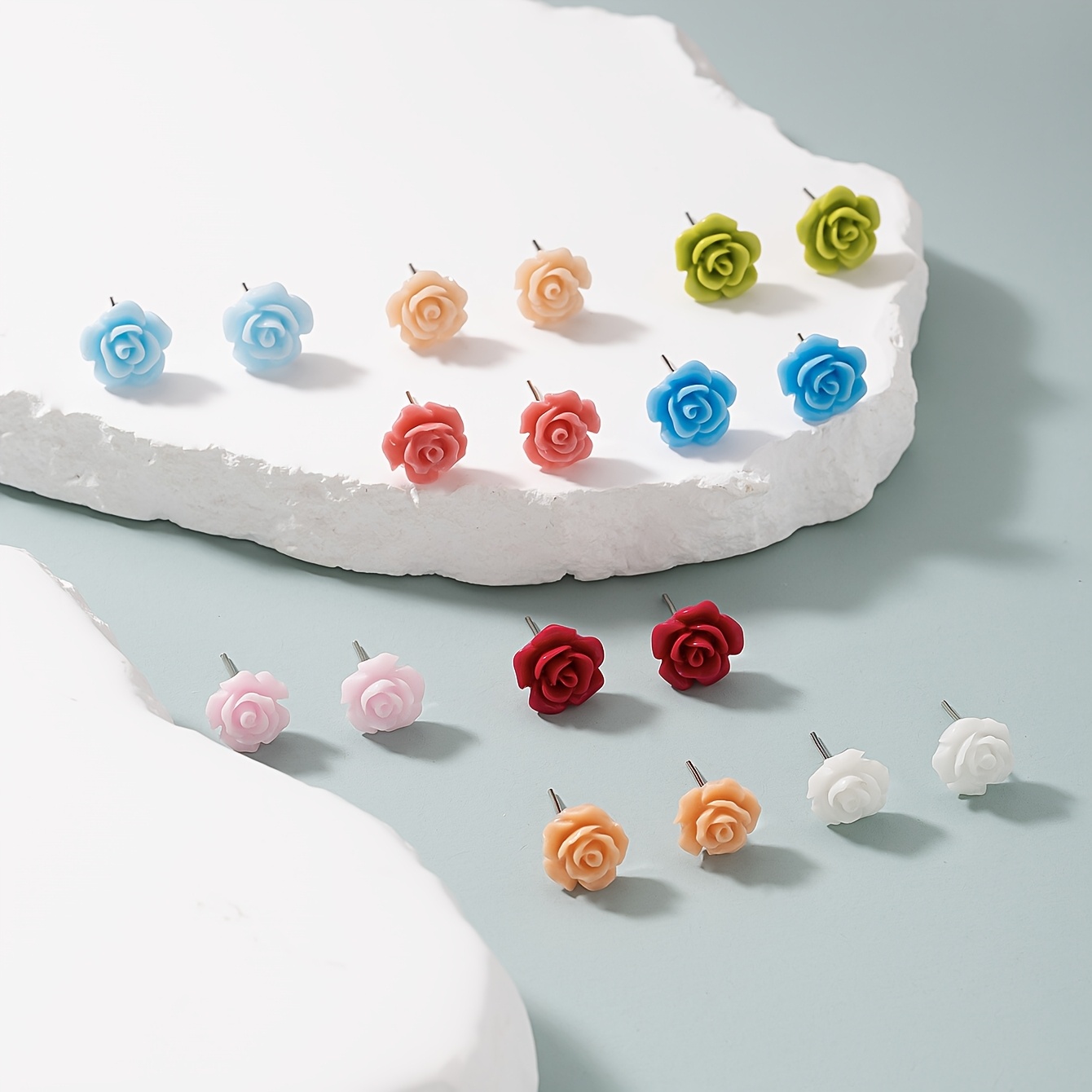 Resin Flower Earrings Set for Daily Wear