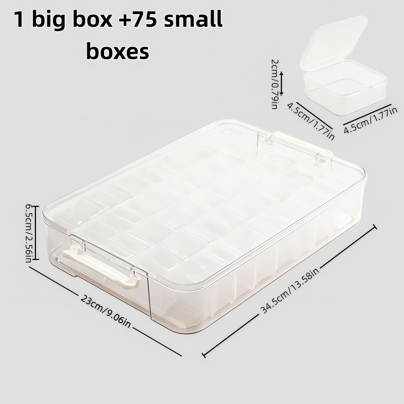 TEMU 76pcs Set: 1 Large Box   75 Small Boxes, High-capacity Bead Storage Box, No Stickers, Stackable High- Visual Compartment Boxes - Easy To Find,