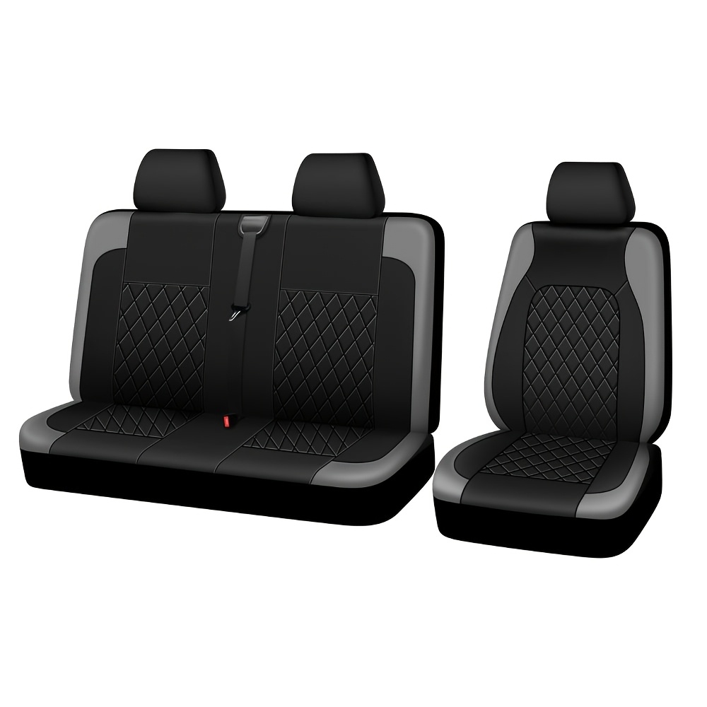 TEMU Faux Leather Van Seat Covers | Universal Fit For Most , Trucks, Lorries - Single & Double Seat Covers For 2+1 Seats, Sponge Filled, Non-textile
