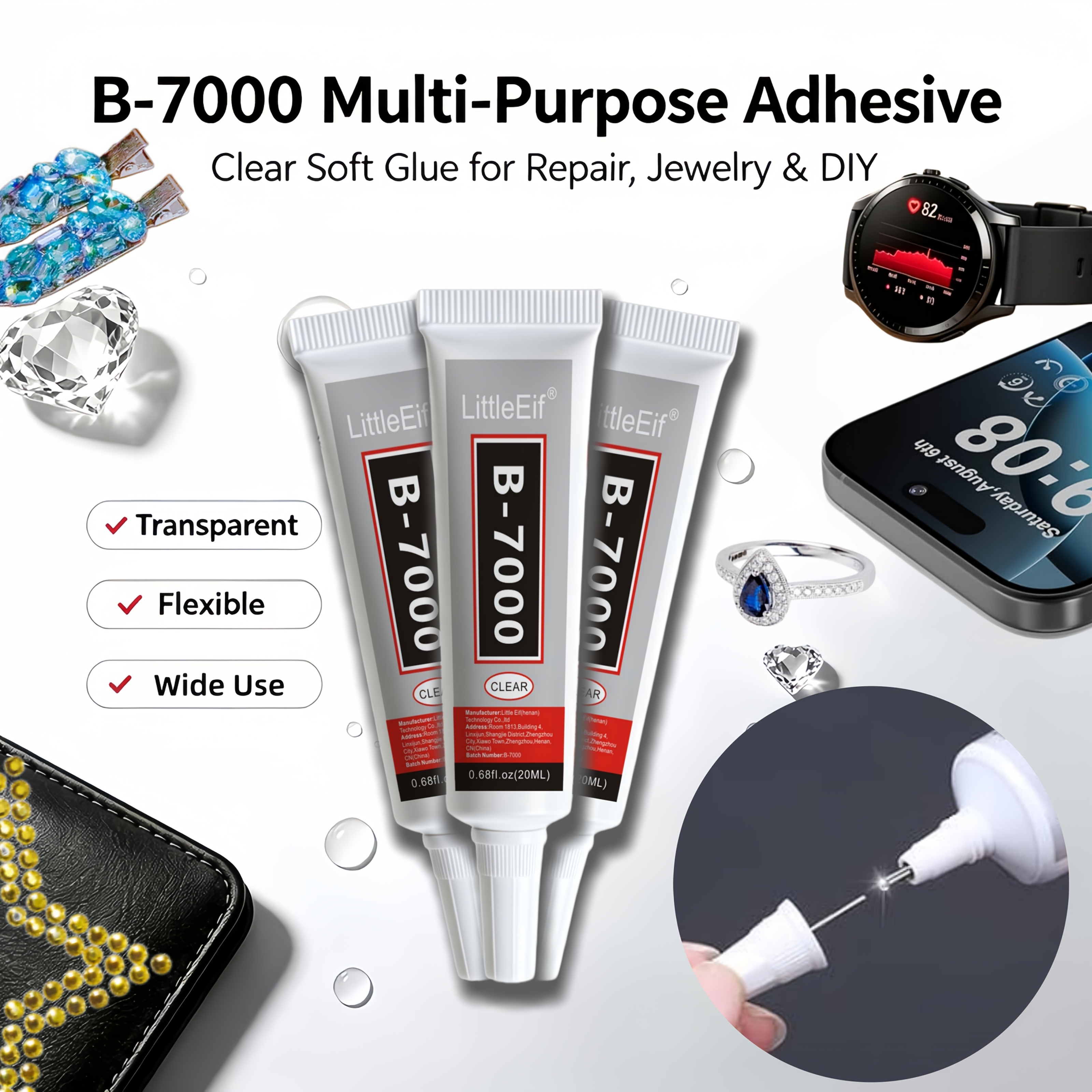 B7000 Strong Rhinestone Glue for Jewelry Making and Crafts
