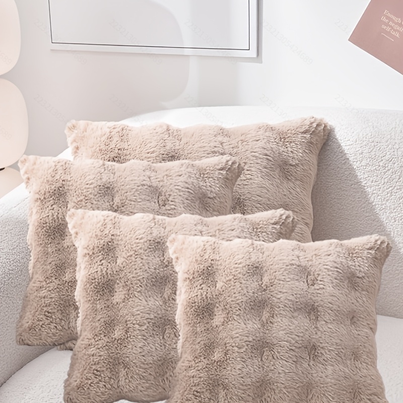 Image of 4pcswinter Cream Style Bubble Pillowcase - Zipper Closure - Machine Washable - Suitable For Halloween - Christmas Thanksgiving - Home Use For Multiple Room Types - Sofa, Bed Cushion Cover Decoration -