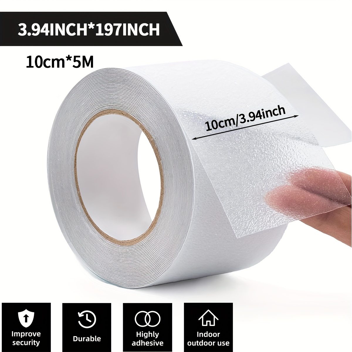 TEMU 1 Roll Of Thickened Anti-slip Tape Designed For Traction, Ideal For Use On Bathtubs, Boats, And Stairs. It Provides A Soft And Comfortable Feel