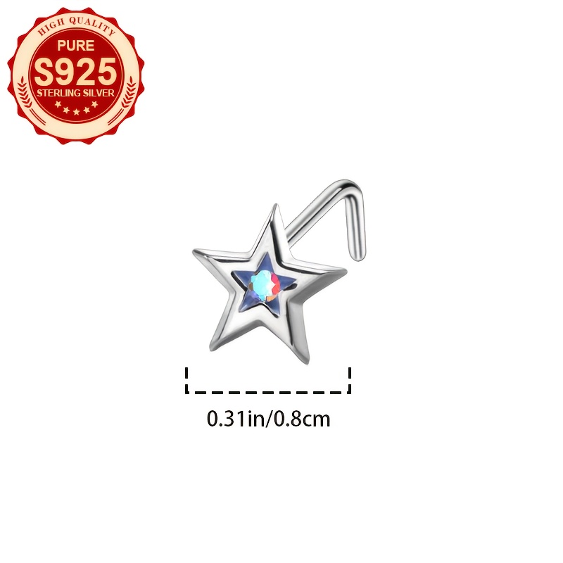 Women's Iridescent Five-Pointed Star Nose Stud, Cute Design
