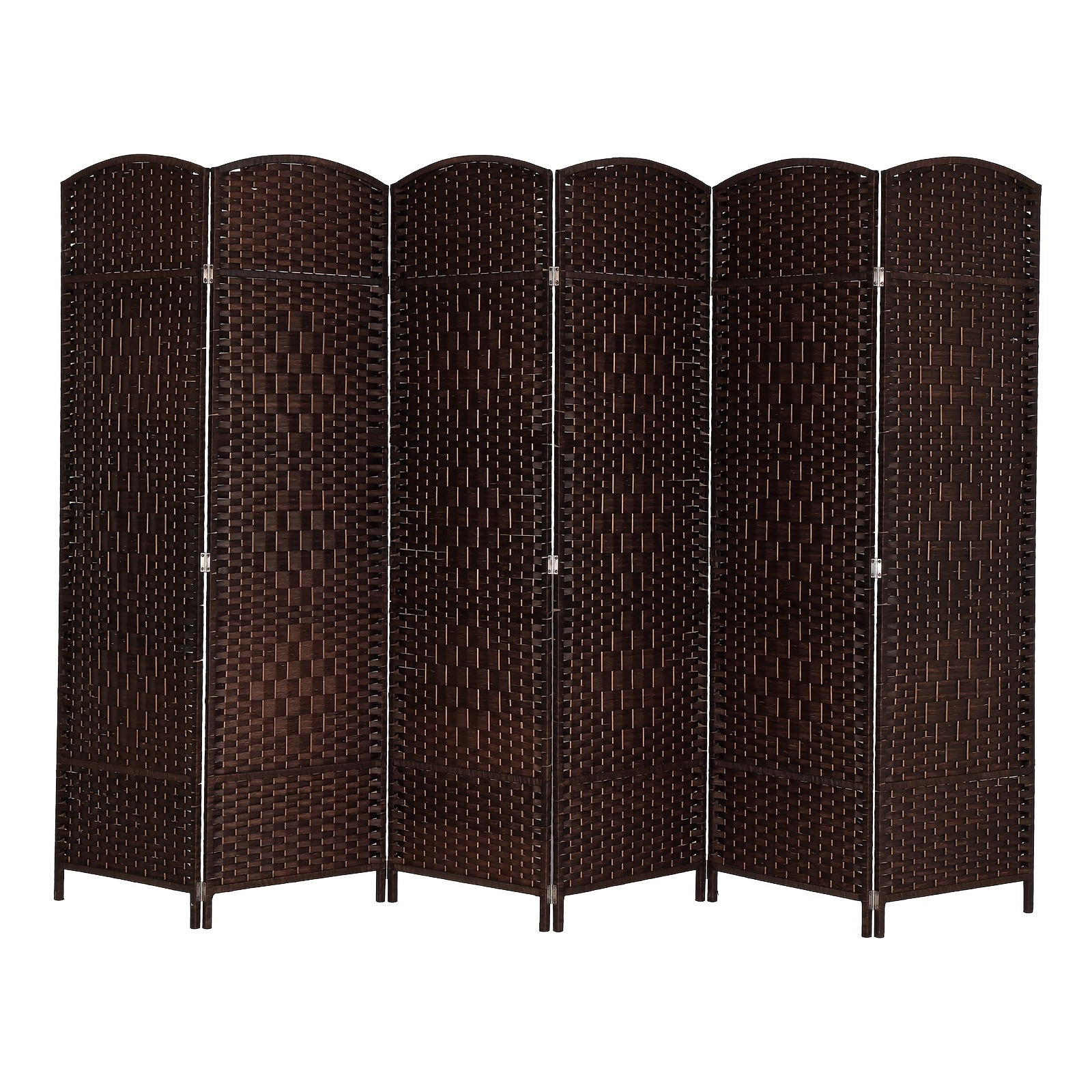 [Folding Rattan Room Divider] 6-Panel Folding Rattan Room Divider, 70.87'' H Folding Space Separator Partition Wall Dividers, Freestanding Hinged Privacy Screen