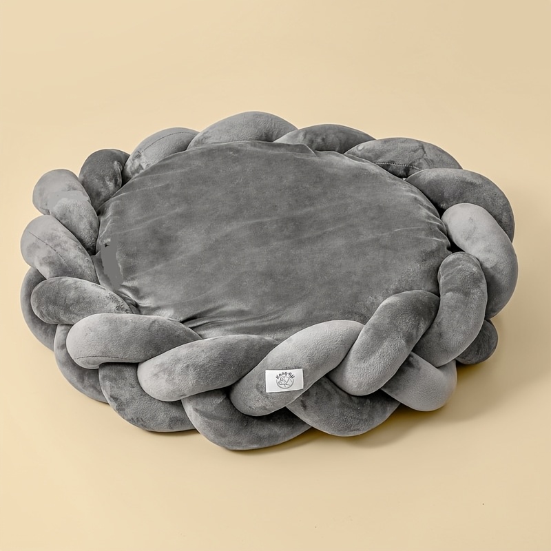 soft cozy hand knitted dog bed round warm polyester fiber machine washable detachable cover for small dogs pet bed   bed detachable cover bed Product details 4