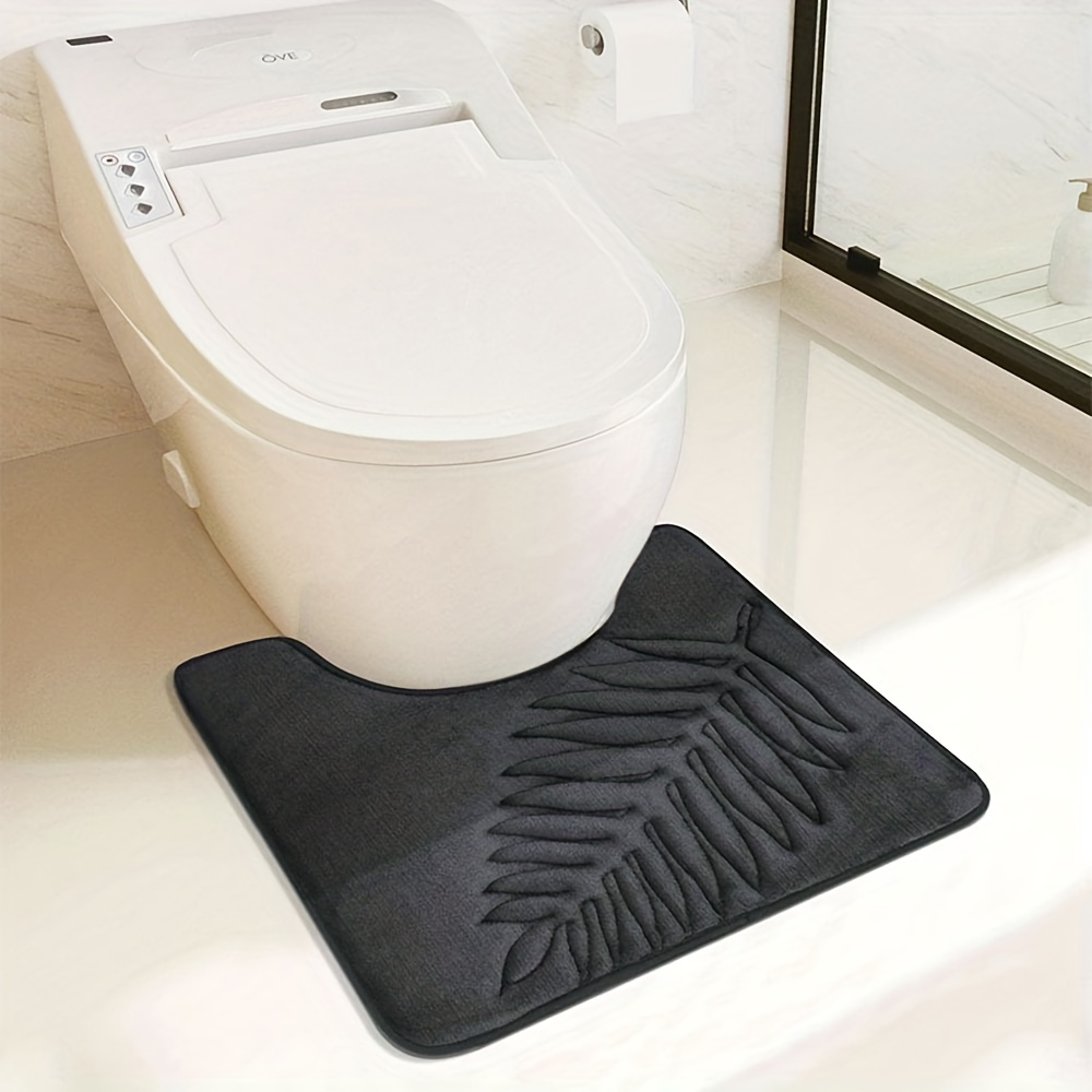 

1pc Aquashield U-shaped -dry Absorbent Bathroom Mat, Toilet Rug Pvc Backing, Washable, Stain , , 600gsm, 1cm Thickness