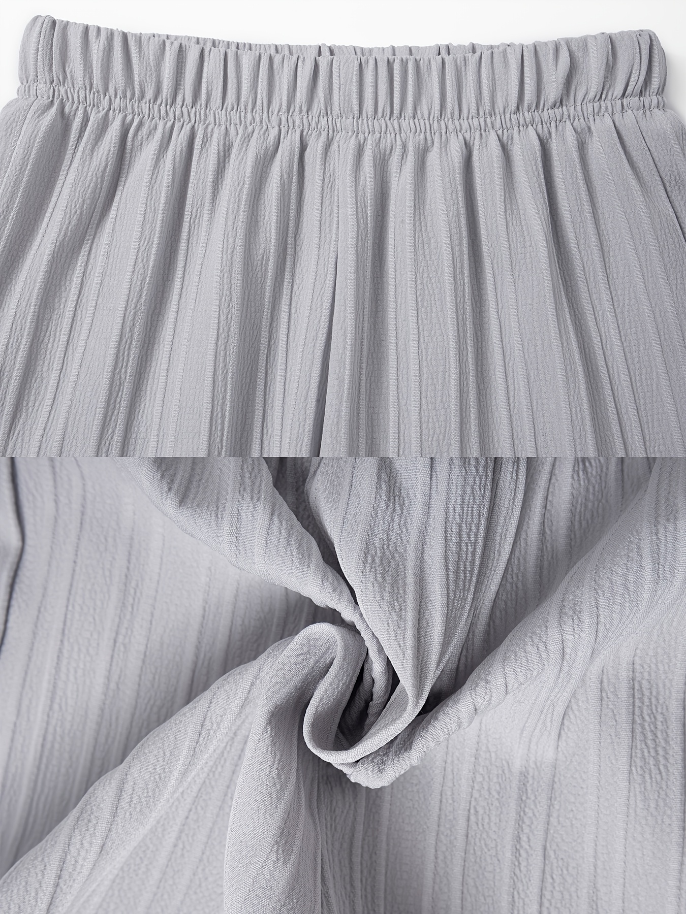 Girls' 4pcs Summer Textured Pleated Shorts Set