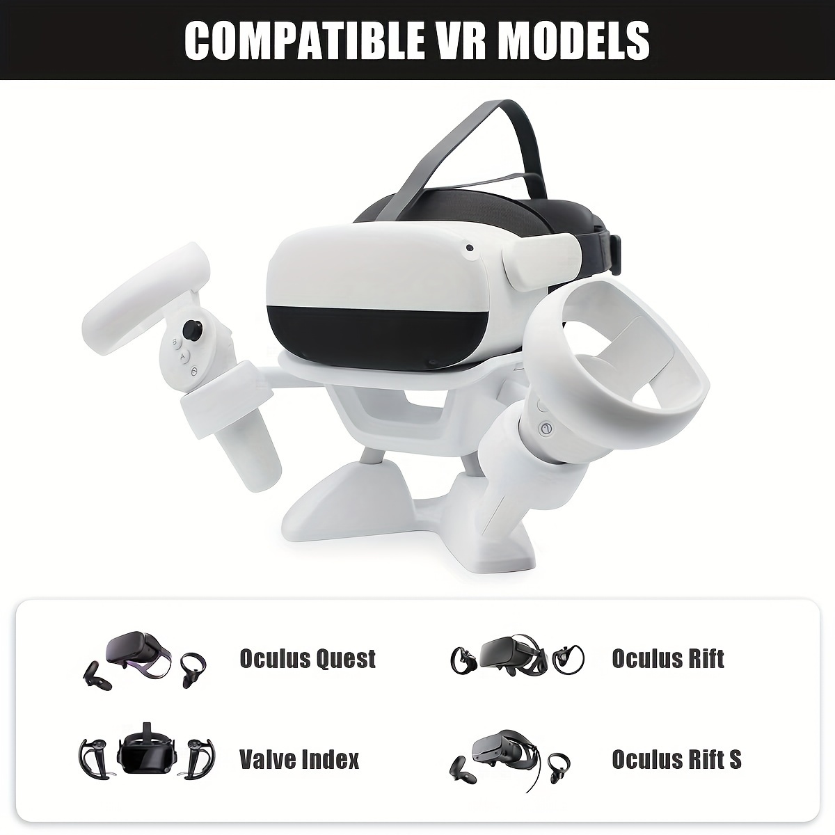 

Vr Headset Stand, Desktop Display Holder Compatible With Oculus , Quest, , S, Headsets And Touch Controllers, Non-electronic Abs Material, Sturdy And Easy To - White