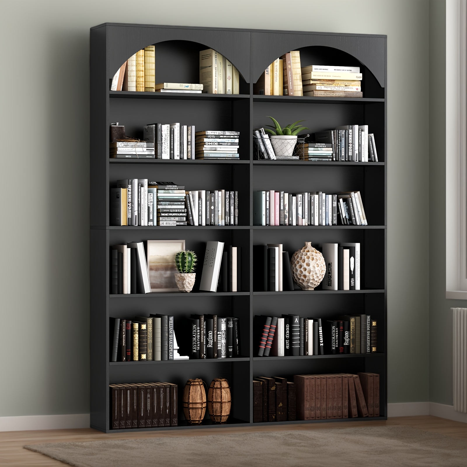 71" Arched Top Modern Bookcase