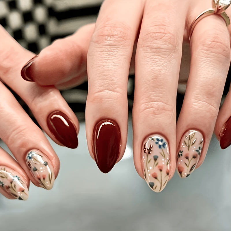 E-shop Verbessern Sie Ihren Look: 24-teilige kurze mandelförmige Aufklebenägel, Premium vielseitiges glänzendes Muster, Nagelkunst-Design im
