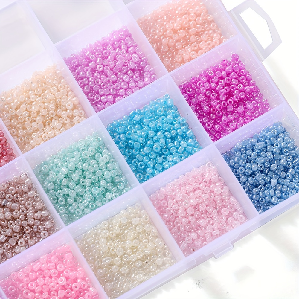 

1200pcs 2mm Perles de rocaille, Kit de perles d'espacement , Kit de perles de bricolage, pour la fabrication de bracelets et de , avec boîte de rangement