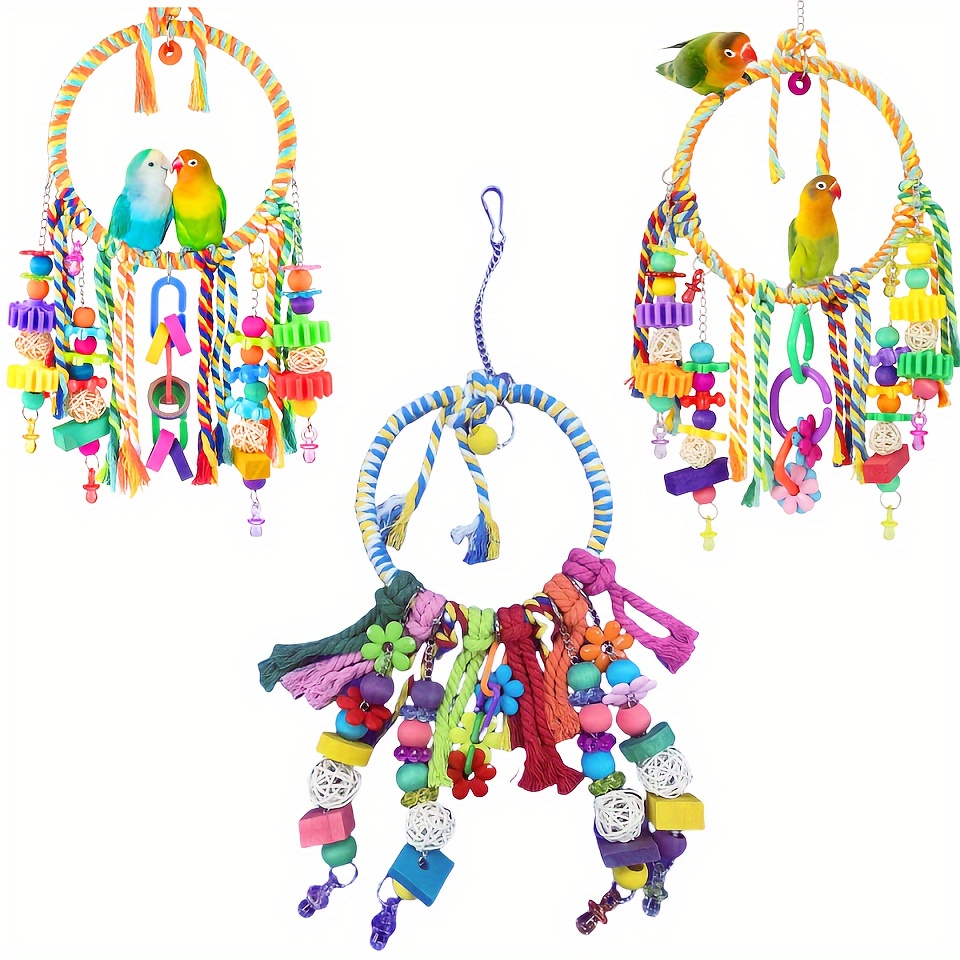

Bird Toys Bird Swing Toy Bird Perches Colorful Chewing Toys For Parakeets Cockatiel Conure And Other Medium Sized Birds