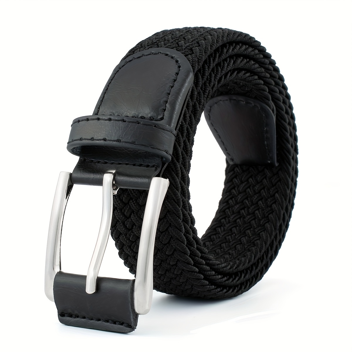 TEMU Casual, Breathable Outdoor Nylon Canvas Belt With Zinc Alloy Buckle, Retro Braided Belt