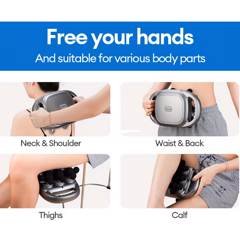 1pc pistola de massagem portátil, massageador multifuncional com 12 cabeças, recarregável via usb, estojo e 6 peças de reposição, presente ideal para e detalhes 3