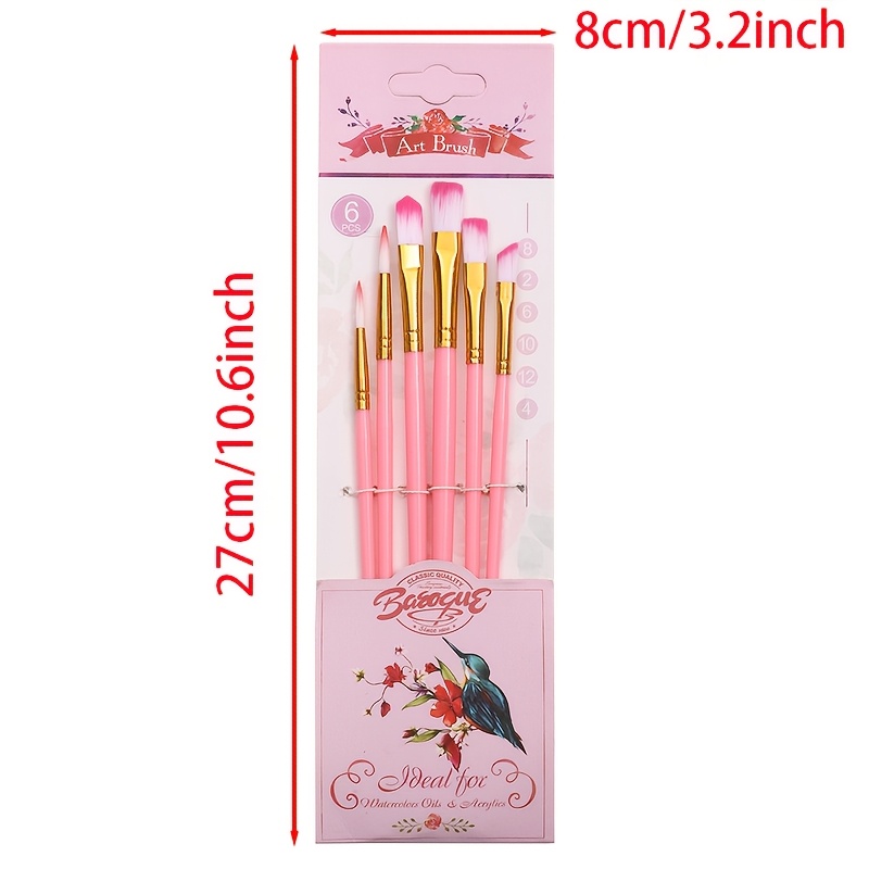 TEMU 6pcs Art Paintbrush Set Multi Functional Brushes For Watercolor, Gouache Oil Painting, Ideal For Art Students Art Brush