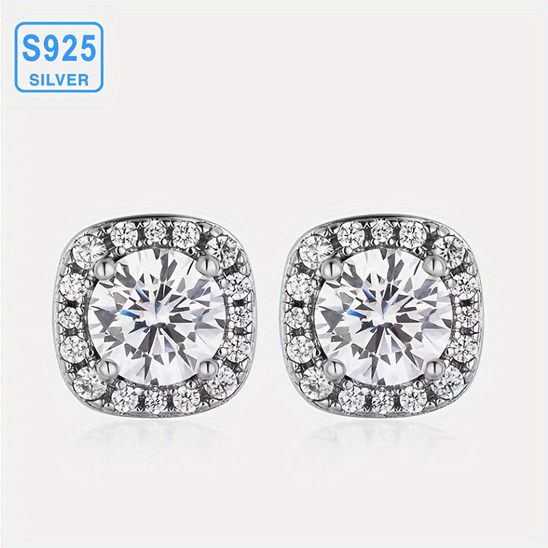 

2pcs S925 Sterling Silvery With 2ct-4ct Moissanite Stud Earrings For | Gemstone Jewelry | Gifts For Him | Gifts For Her | Birthday | Wedding | Anniversary Gifts | Engagement | Street Hip Hop Style