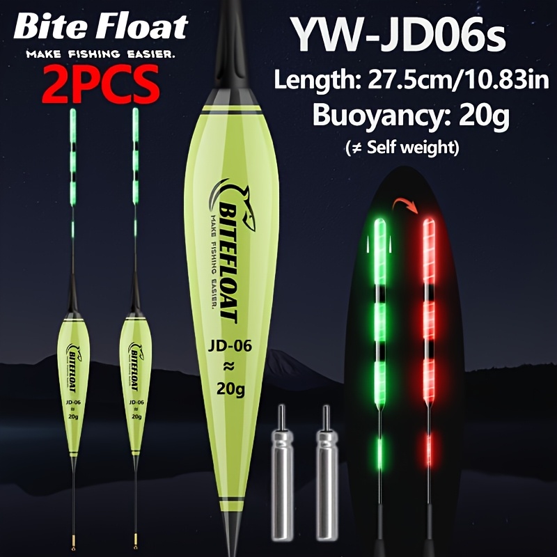 Image of 2-pack Night Fishing -the-dark Float Bite Alert Color-changing 5g-20g High Carp Fishing Kit With Cr425 Battery