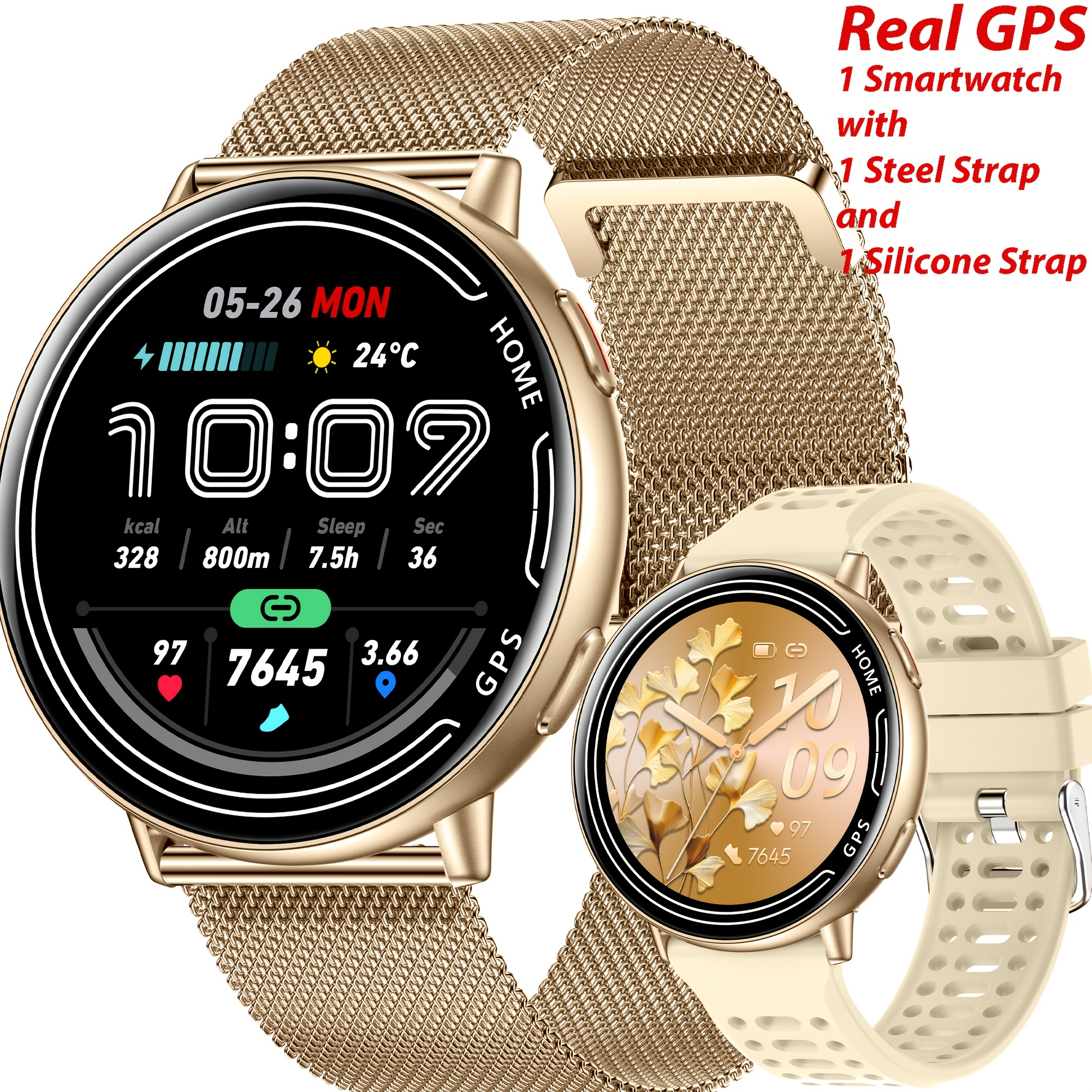 Smart Watch For Men(answer/dial Calls), Smartwatch Fitness For And For Iphone, 3.53cm Activity With Sleep Monitor, Calorie, Call , Wireless Call Smart Watch, , 1 Smart Watch With 3 Straps
