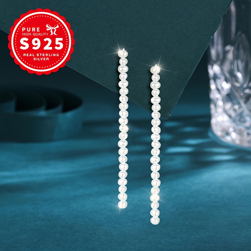 Women's Long Imitation Pearl Tassel Stud Earrings — Exquisite Design