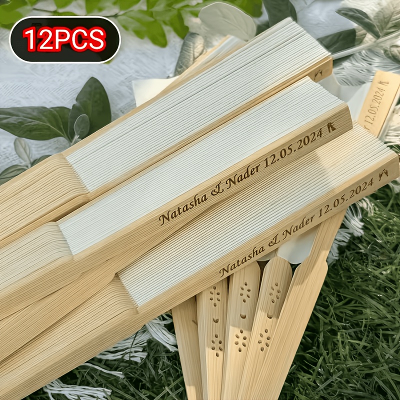 TEMU Bulk Custom Bamboo Wedding Hand Fans - Suitable For Wedding Party Favors, Wholesale Orders, Elegant Wooden Fan Gifts For And Brides, Wedding