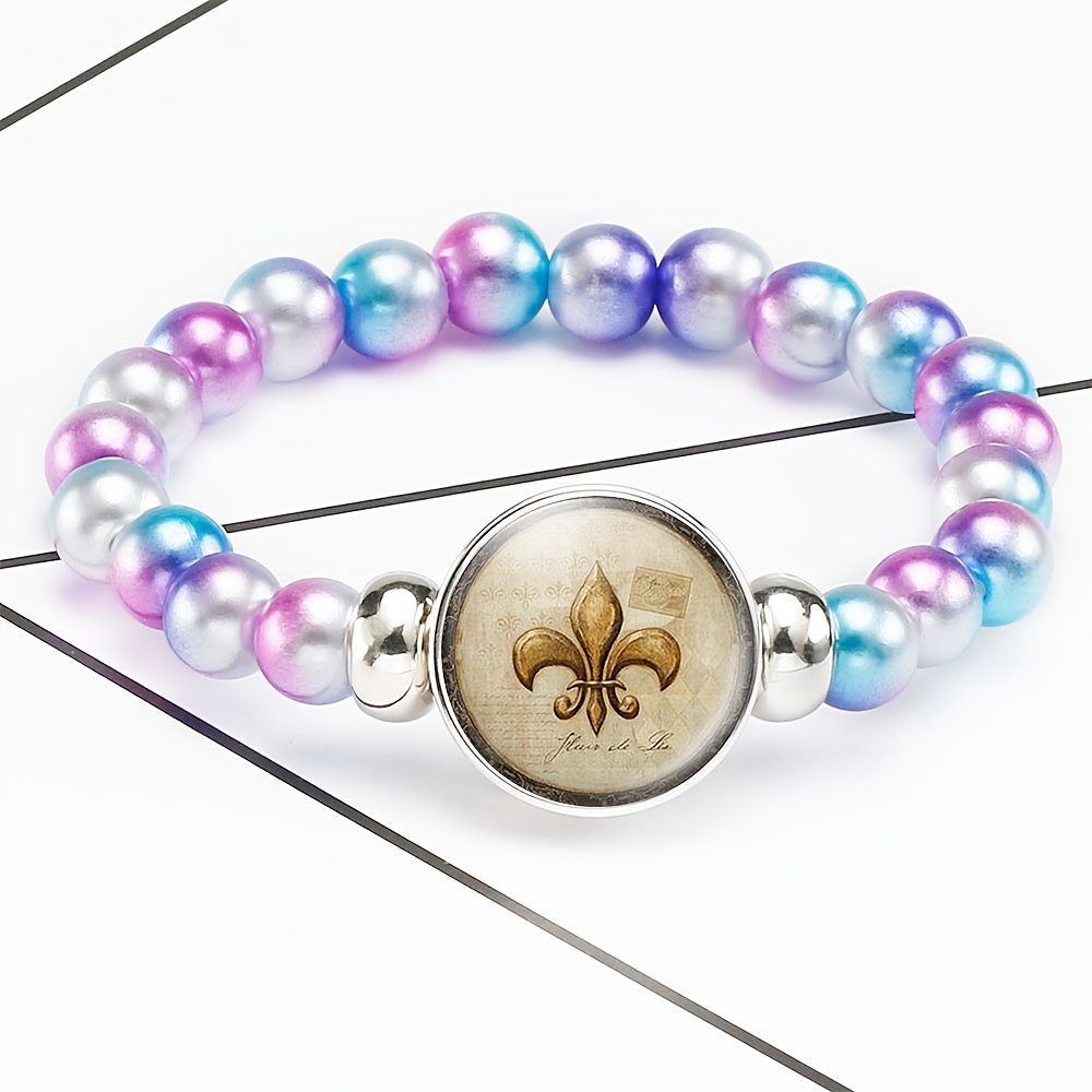 Fashionable Rainbow-Colored Plastic Beaded Bracelet, Retro Design