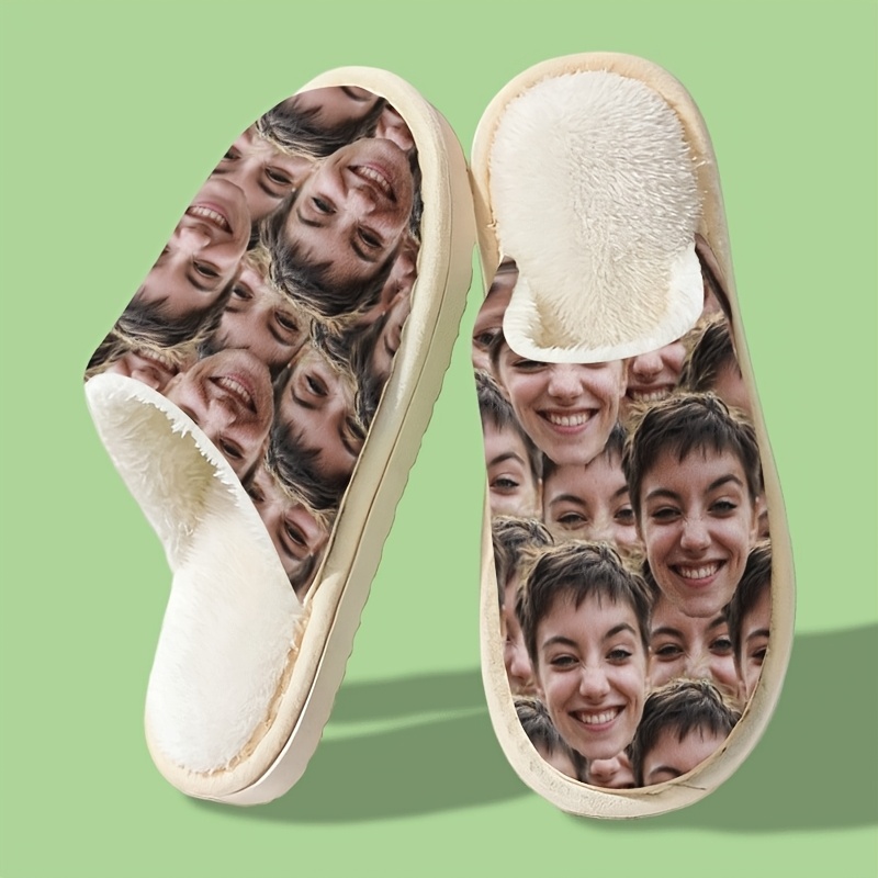TEMU Custom Photo Slippers | Personalized Photo Printing, Casual And Stylish, Fabric Upper And Lining, Eva Sole, Random Print, Ideal For Daily And
