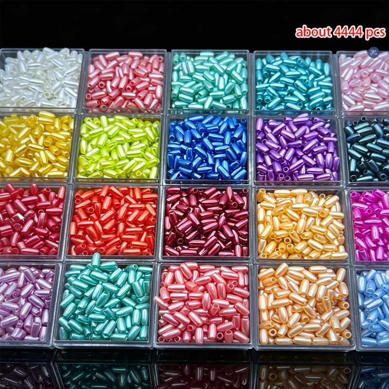 TEMU 4444 pièces de perles décoratives acryliques ovales 3x6mm couleurs, perles d'espacement avec trous droits, accessoires de fabrication de bijoux