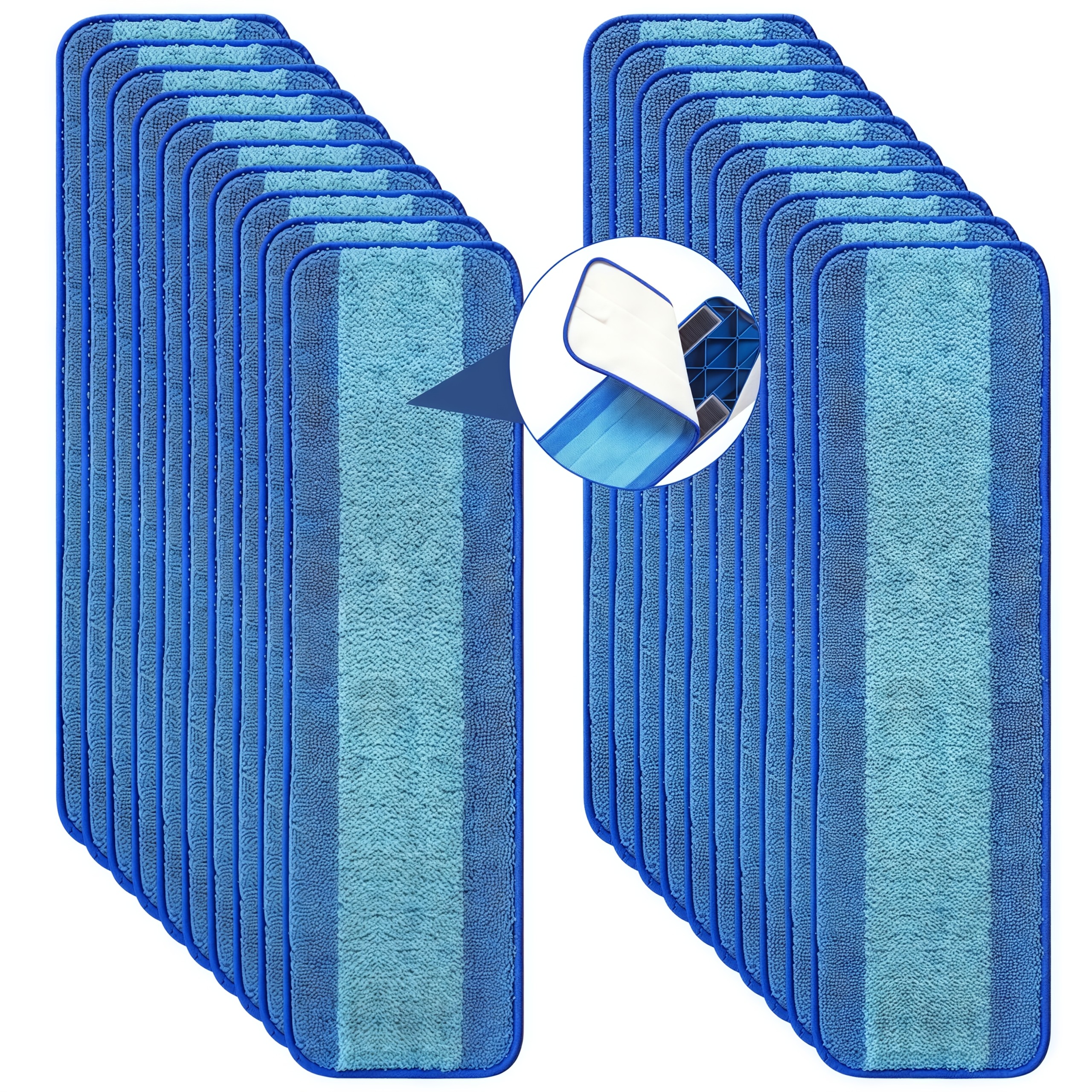 TEMU 20 Pack Microfiber Pads For 17 Or 18 Inches Mop, Mop Pad Refills, Reusable & Washable Mop Pads Replacement
