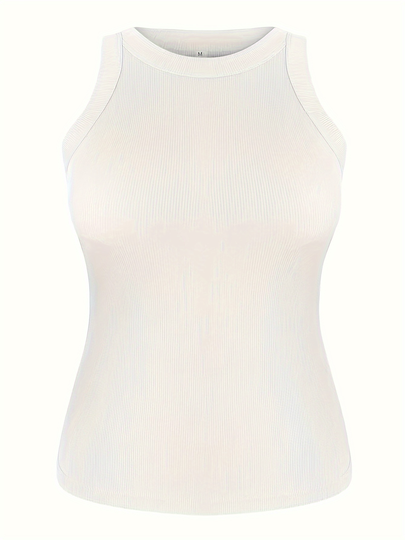 Women's Cooling Ribbed Tank Top - Soft Stretch Polyester & Elastane Blend, Sleeveless Sports Vest for Comfortable Summer Wear, Summer Vest | Versatile Fashion | Seamless Finish, Summer Tank Tops