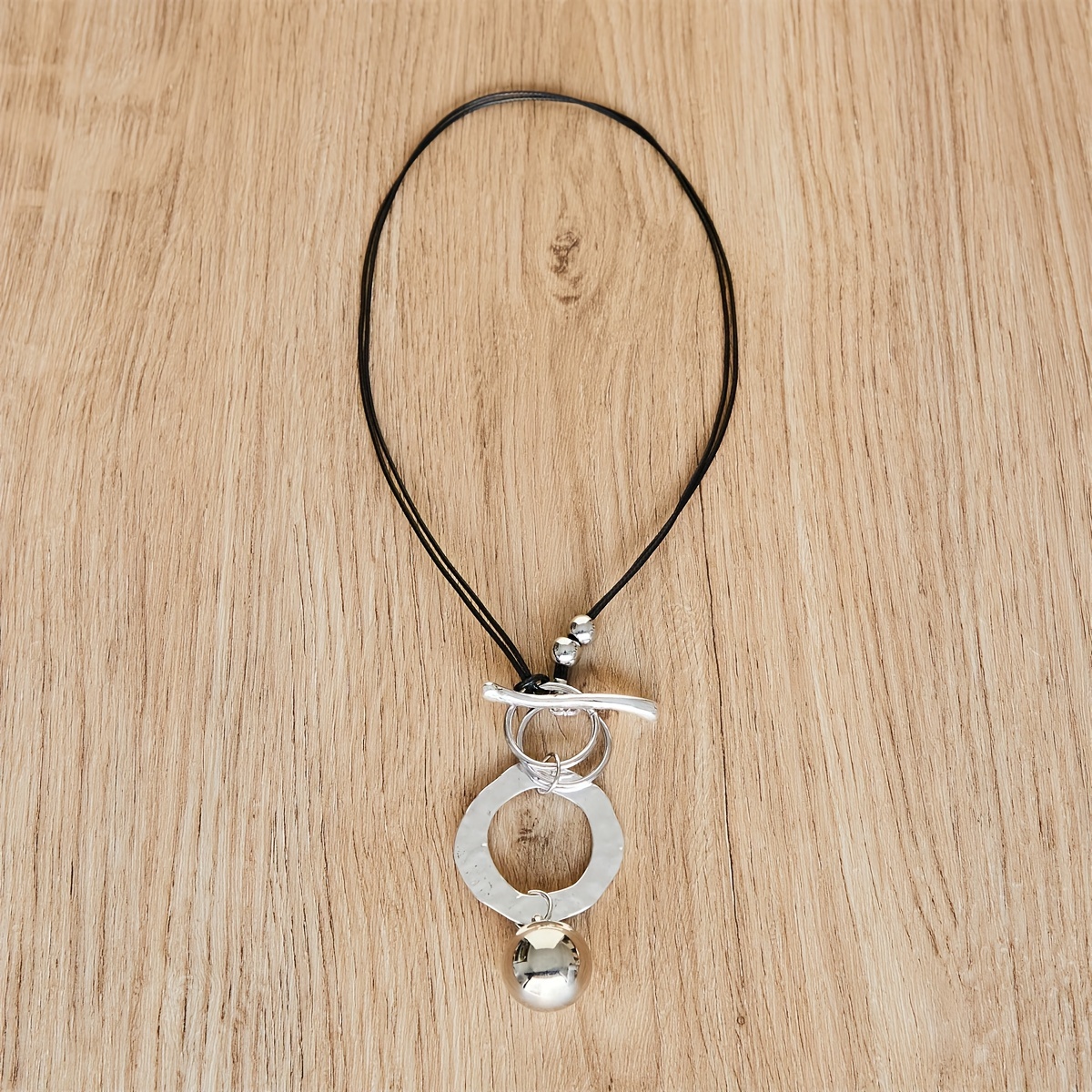 TEMU Creative Bohemian Multi-ring Snap Design Ball Pendant Beach Necklace Beach Holiday With Commemorative Jewelry Party Gifts