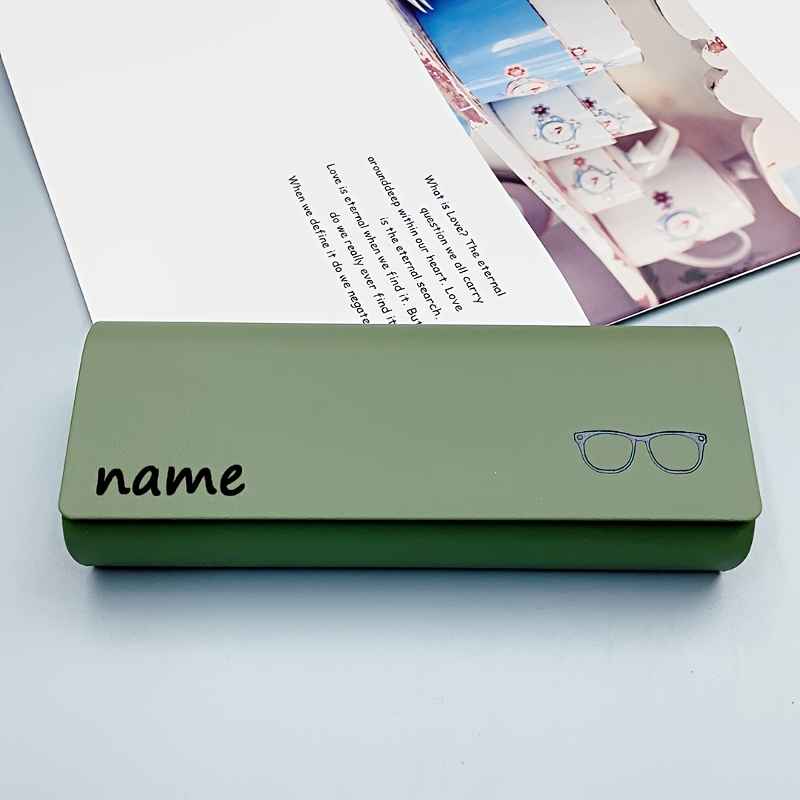 TEMU Personalized Laser-custom Glasses Case - Name/text - Elegant Eyeglass Box With Scratch-resistant Hard Shell, For Glasses, Reading Glasses, -