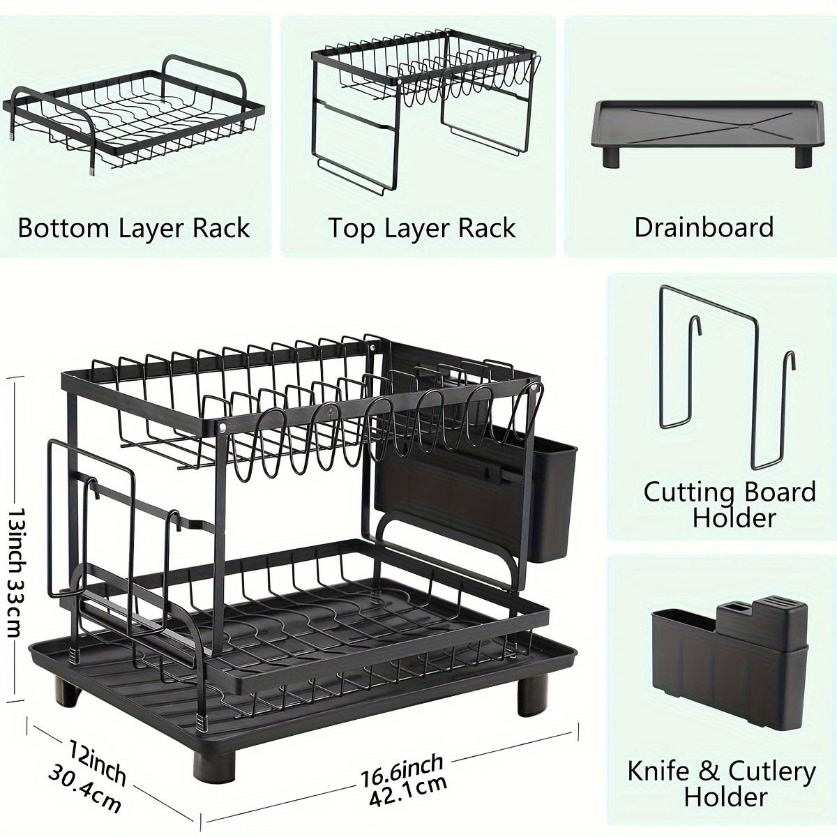 2 tier heavy duty metal dish drying rack with   space saving black kitchen organizer with upper lower shelves utensil holder cup hooks compact dish drainer for small kitchens durable rust resistant design for   dish rack drying dish drying rack over sink kitchen dish drying rack dish drainer rack for kitchen counter dish rack for drying dishes for counter kitchen organizer and storage dish rack for drying dishes dish drainer drying rack dishes Product details 1