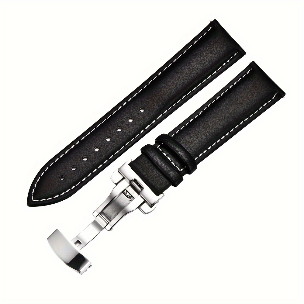 Double Press Solid Butterfly Buckle Men's And Women's PU Leather Strap 18mm/20mm/22mm/24mm, Ideal choice for Gifts details 8