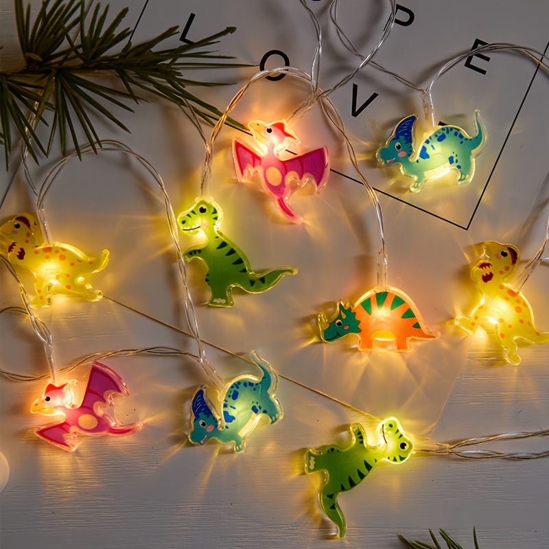 TEMU 1 pièce Guirlande Lumineuse LED Dinosaure - Alimentée par Piles, Style Vintage, Convient pour la Décoration de Chambre, Bureau et Fenêtre, un