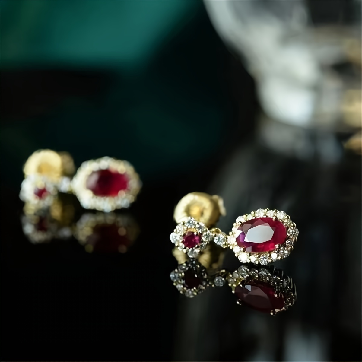 S925 Silvery Ruby Earrings 4g Imitation Ruby for Women