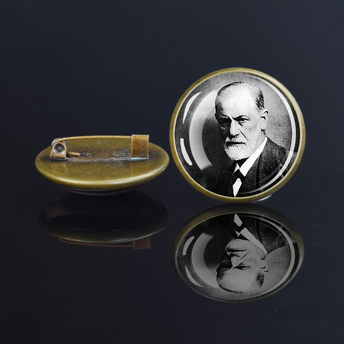 TEMU 1pc Round Glass Brooch With Famous Figure Portrait Pin For Men And Women Gift Jewelry Fashion Accessory Brooch