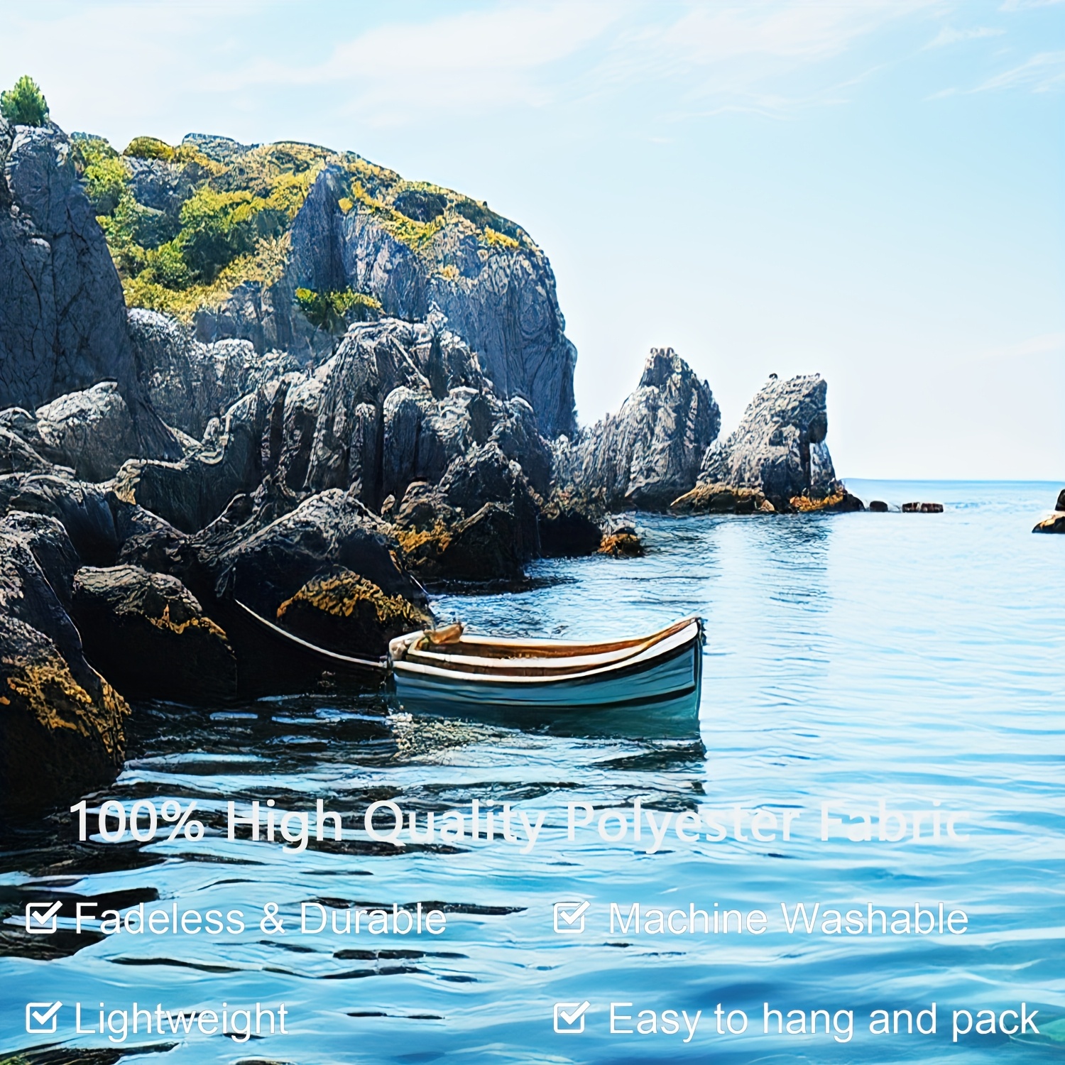 Large Landscape Landscape Wall Tapestry Blue Sea Mountain Decor_voghion.com