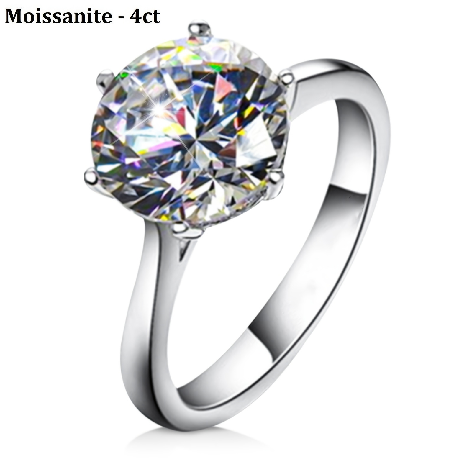 925 Silver Moissanite Engagement Ring 4ct Wedding Bride Anniversary Gift